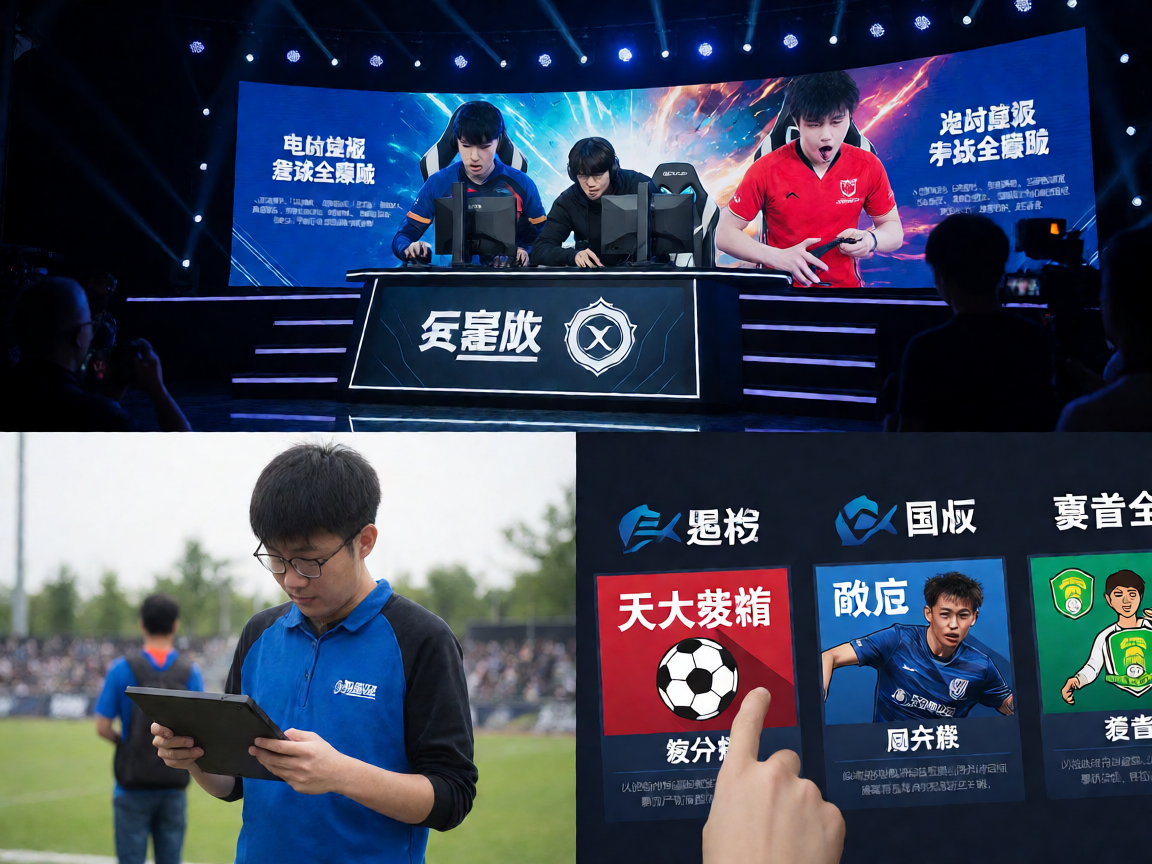 电竞比赛现场，选手在舞台上激烈对战
